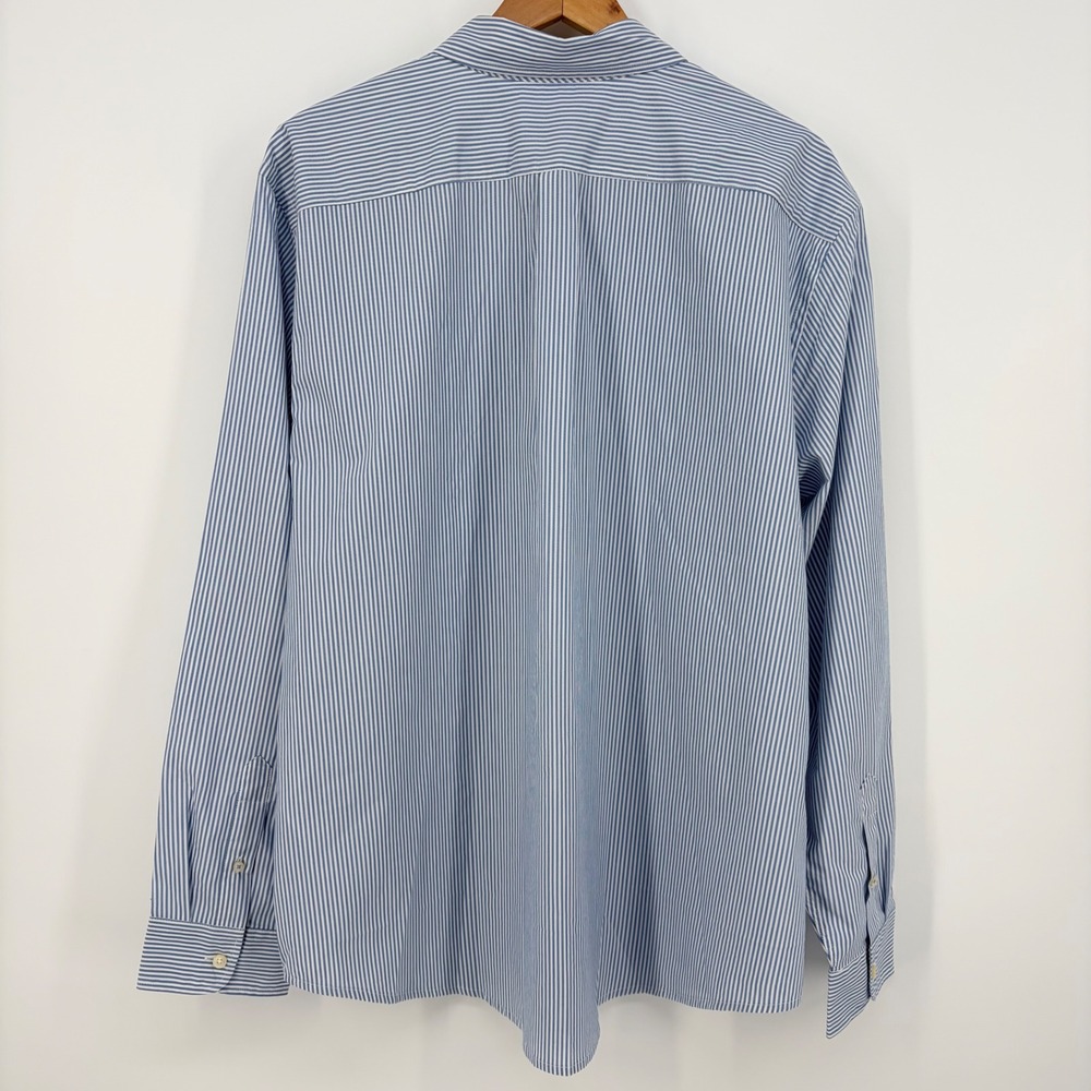 Dockers Dress Shirt Mens XL Blue White Stripe Signature Comfort Flex 2XL Fit - Picture 2 of 9